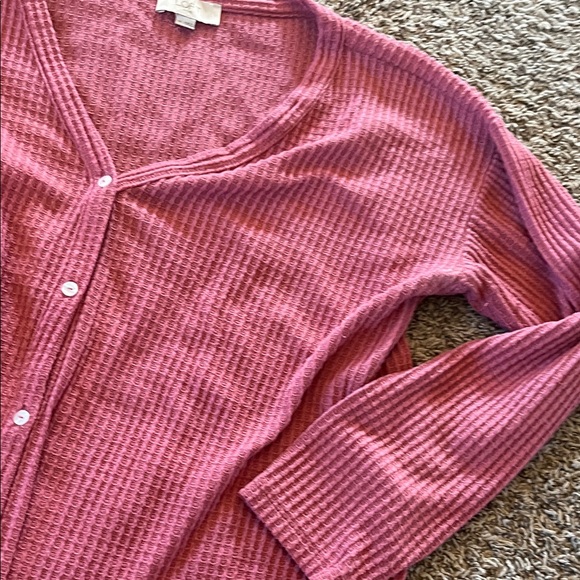 LOFT Pink Waffle Knit Sweater - Picture 3 of 5